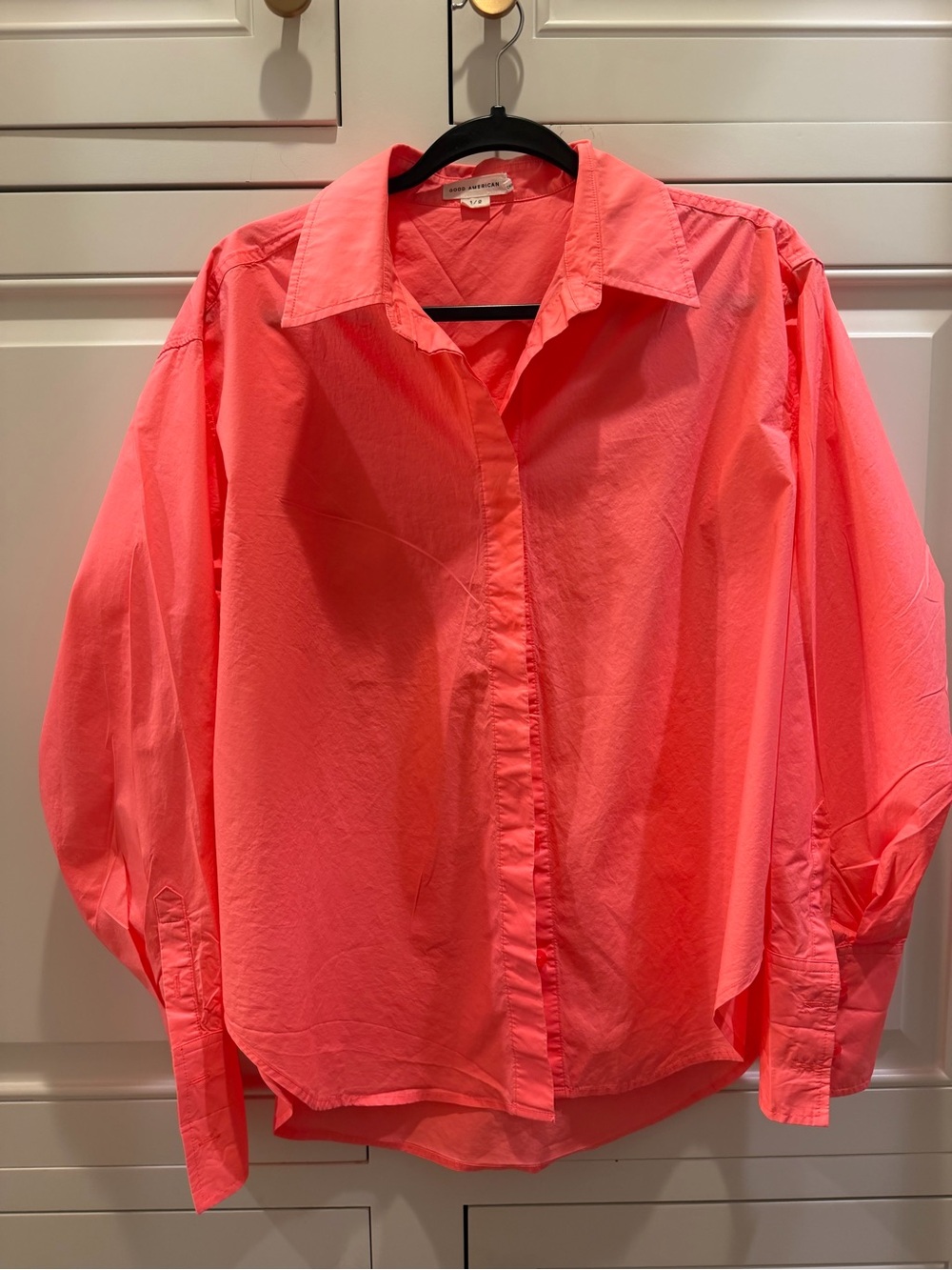 Good American Coral Pink Oversized Button Down Shirt Size 1/2